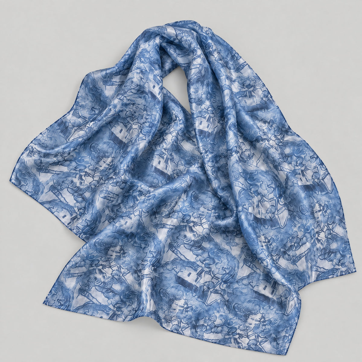 Blue Architecture Mulberry Silk Oversized Scarf – 69 x 43 in