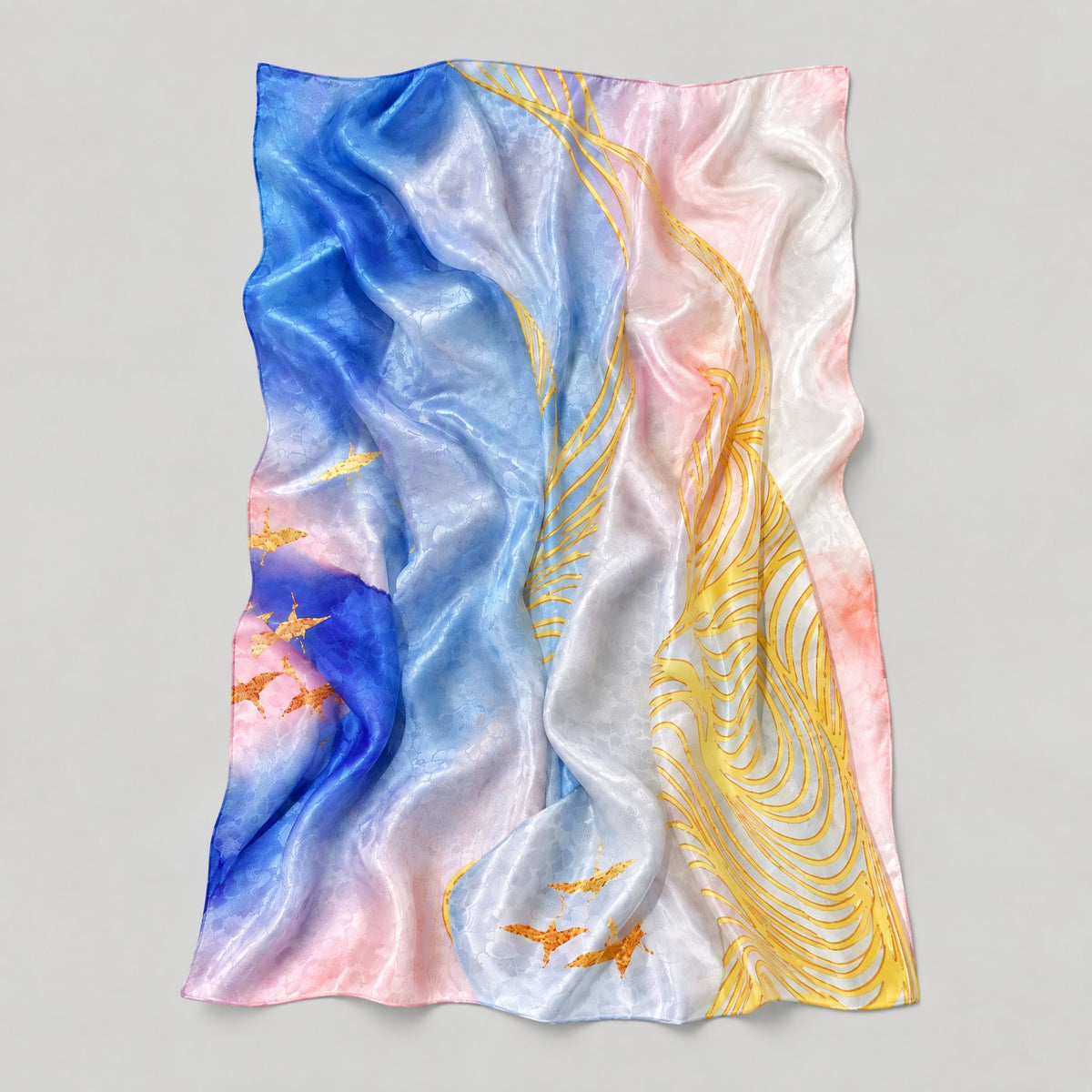 Sea Melody Jacquard Mulberry Silk Scarf – 43 x 75 in