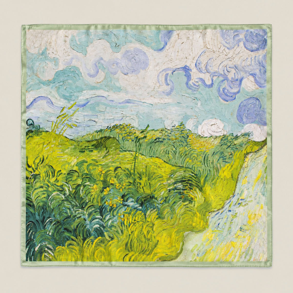 Oil Painting Prairie mulberry silk square scarf