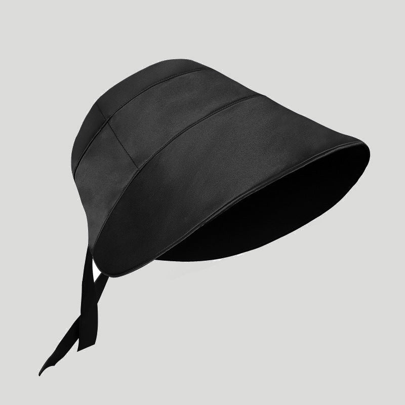 Black silk wide-brim sun hat