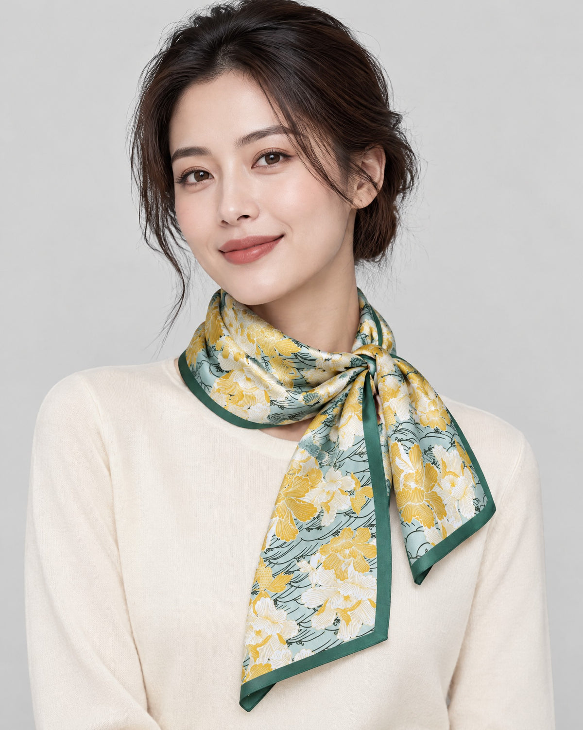 Calendula Letter Slim Mulberry Silk Scarf – 6 x 59 in