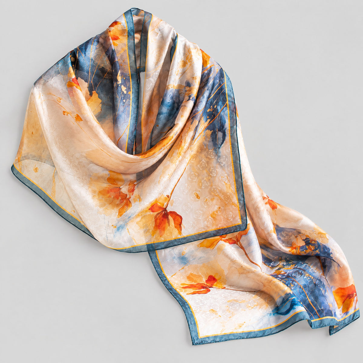 Falling Glass Petals Mulberry Silk Long Scarf – 22 x 67 in