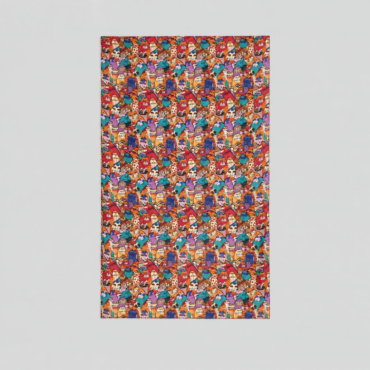 Playful Cat Mulberry Silk Oversized Scarf – 69 x 43 in