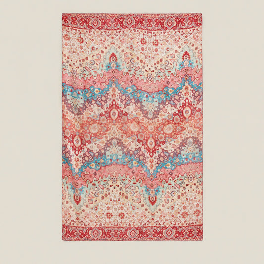 Pink bohemian mulberry silk scarf, 69 x 43 in