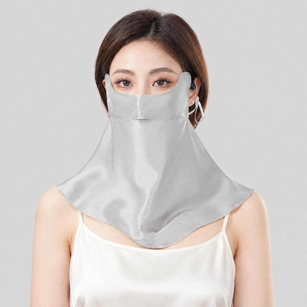 Mulberry Silk Eye-Protecting Sun Mask with Neck Drape