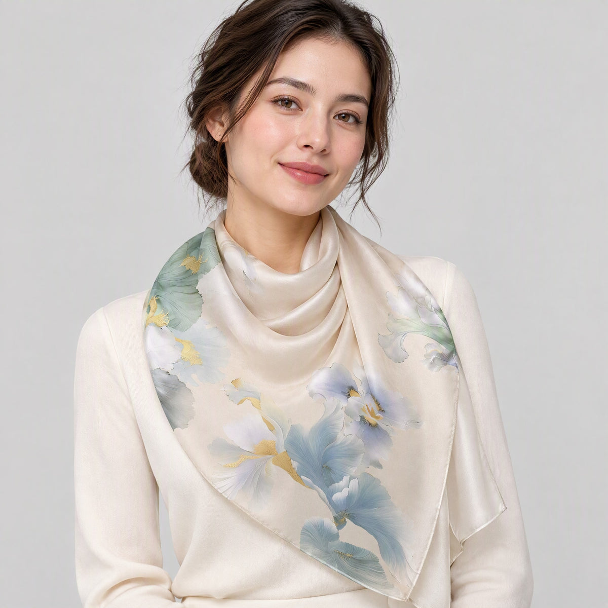 Iris Fragrance Mulberry Silk Long Scarf – 22 x 68 in
