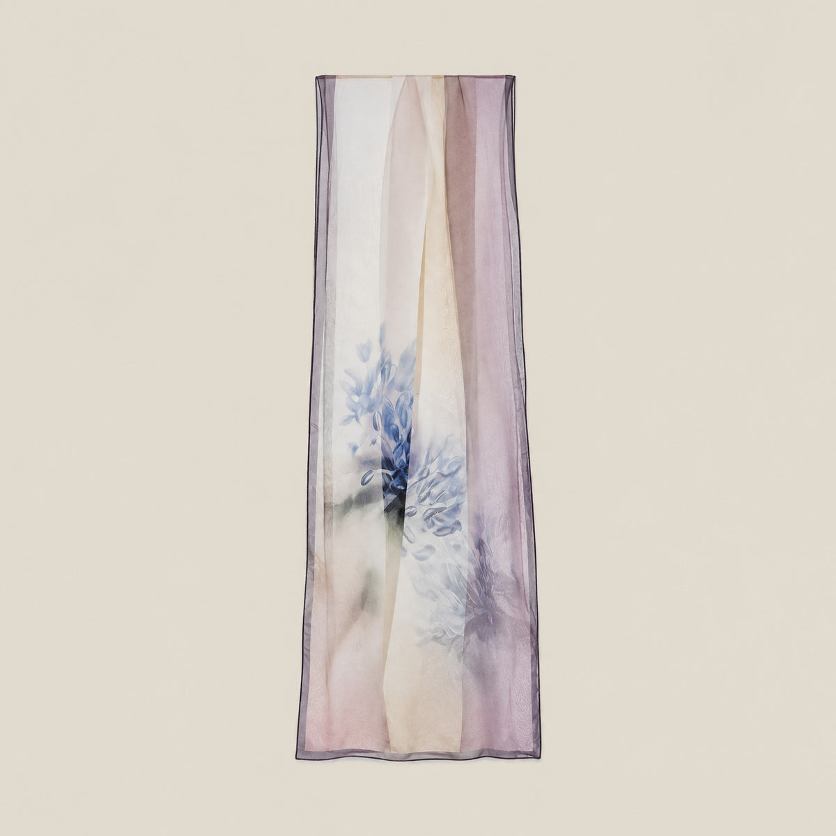 Elegant Blue Petal mulberry silk long scarf