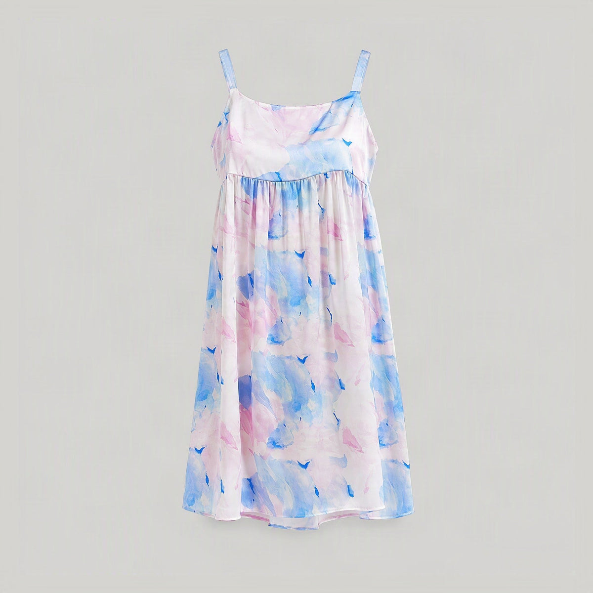 M 19 Momme Sleeveless 100% Mulberry Silk Nightgown – Watercolour Print Cami Dress