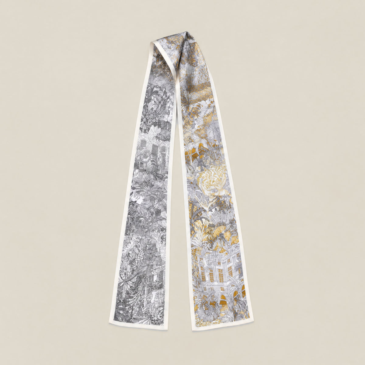 Misty Castle slim mulberry silk scarf