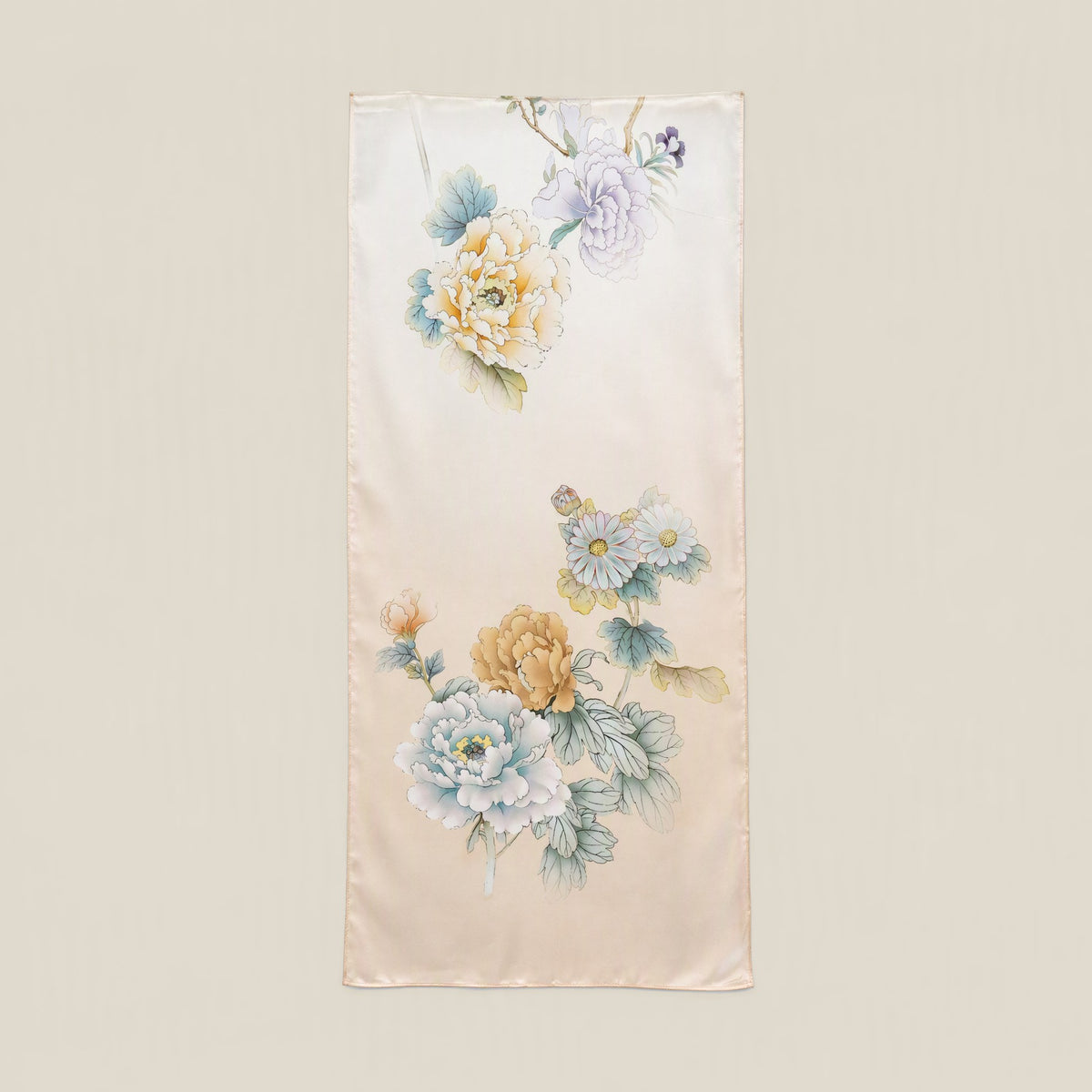 Pastel scroll mulberry silk scarf