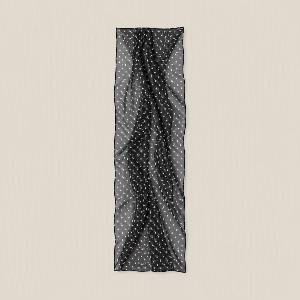 Black dot print mulberry silk long scarf