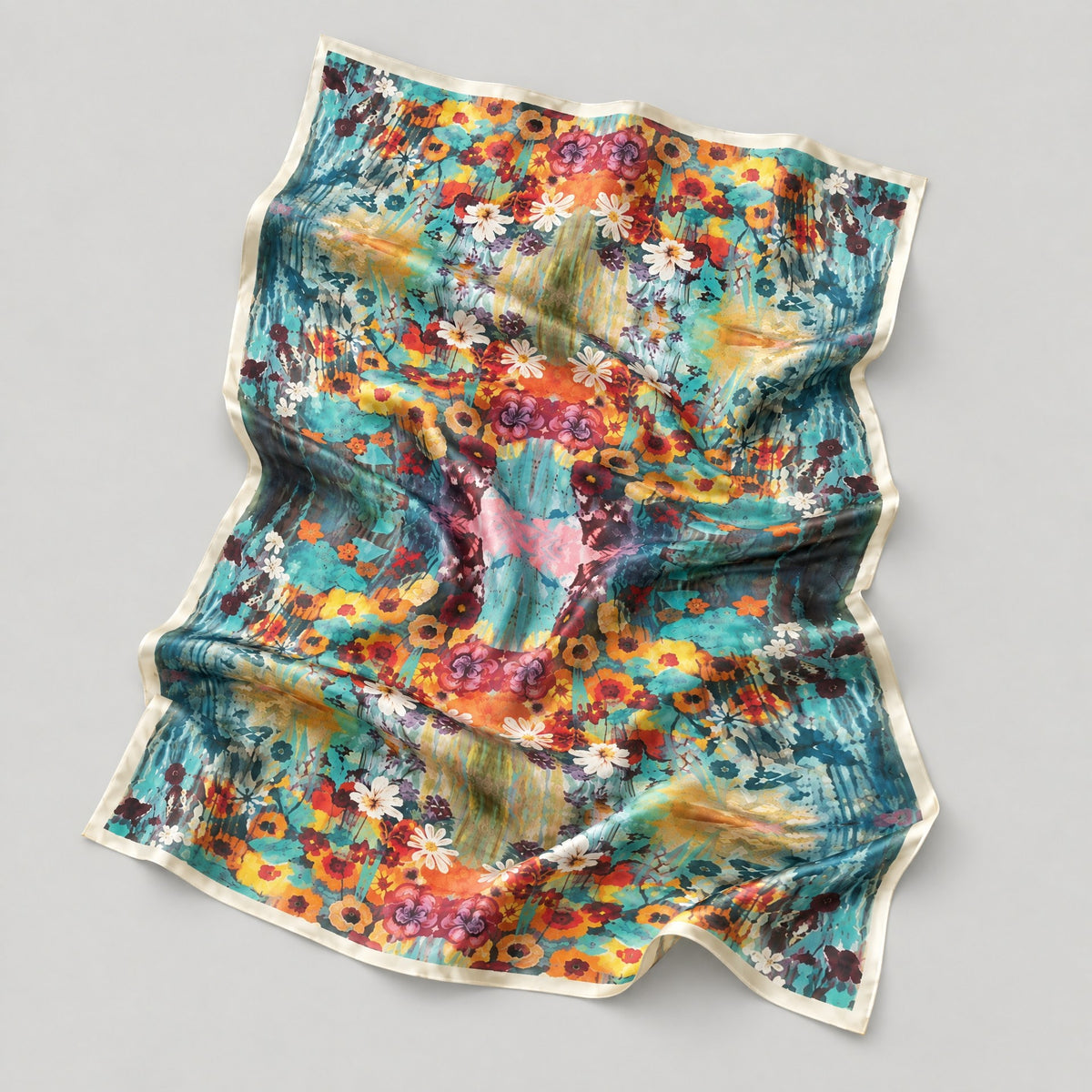 Colorful Tiny Blooms Mulberry Silk Scarf – 69 x 43 in