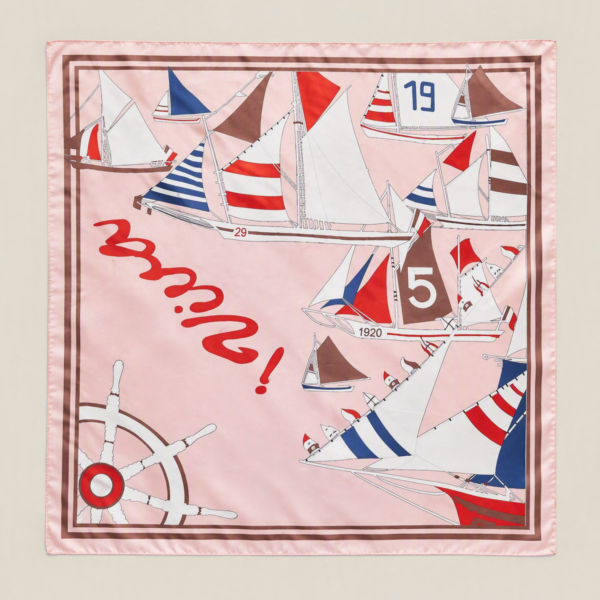 Sailboat No. 5 mulberry silk square scarf