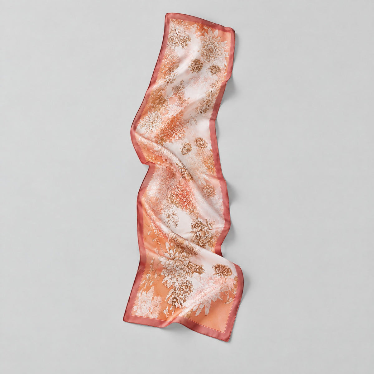 Orange Mulberry Silk Long Scarf – 16.5 x 63 in