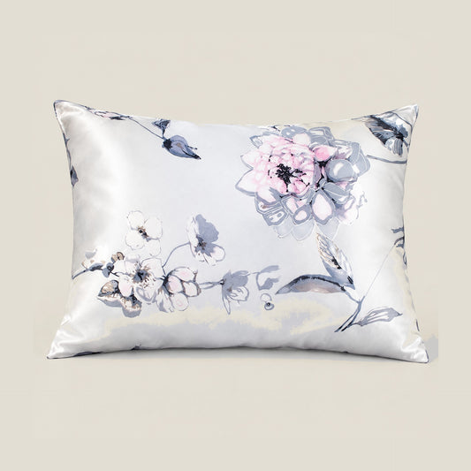Ink Magnolia printed mulberry silk pillowcase