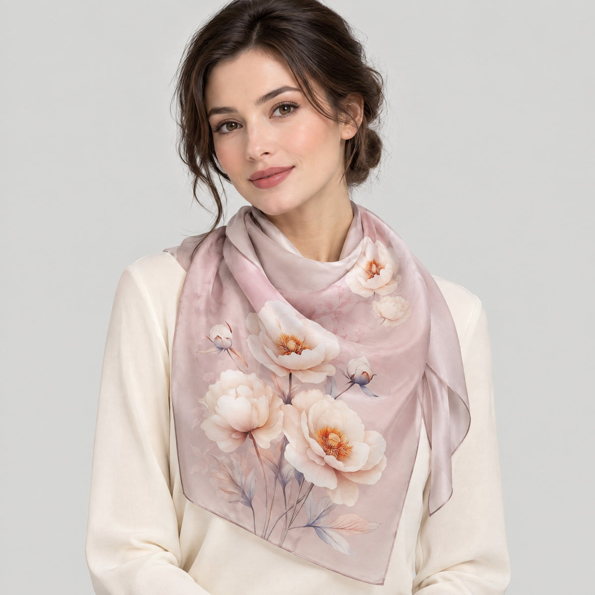 Spring Blossom Mulberry Silk Long Scarf – 22 x 68 in
