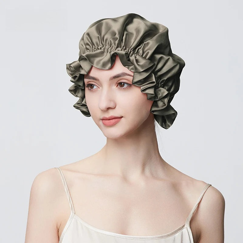 19 Momme 100% Mulberry Silk Sleep Cap – Double-Layer Hair Bonnet for Frizz-Free Hair