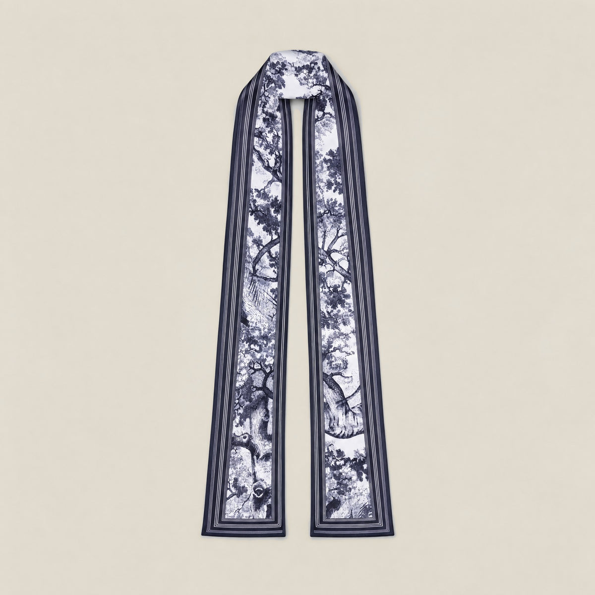 Ink Pine slim mulberry silk scarf