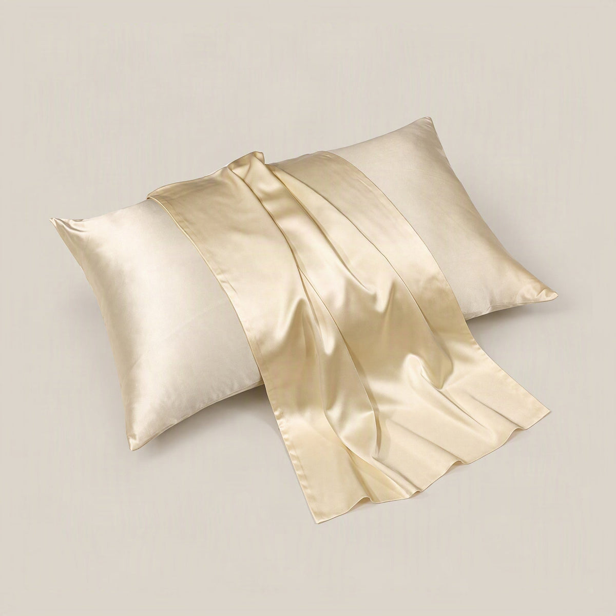 SuuSilk 30 Momme mulberry silk pillowcase with hidden zipper, shown in soft natural light on a styled bed